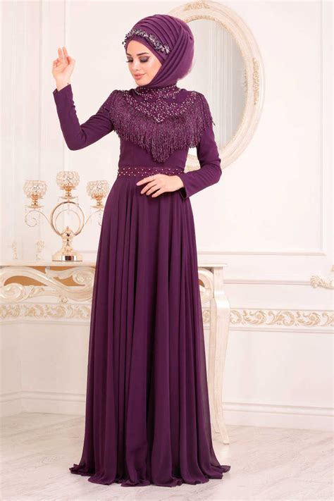 Neva Style Purple Hijab Evening Dress 20901mor Neva