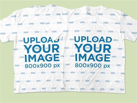 Placeit Front And Back Mockup Of Two T Shirts Laying Flat On A Plain