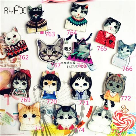 mix cat 1 pcs cartoon brooch 1 icons on backpack acrylic badges cartoon pin badges for clothes