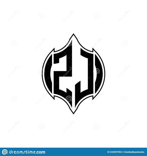 zj logo monogram geometric shield shape style stock vector illustration of font geometric