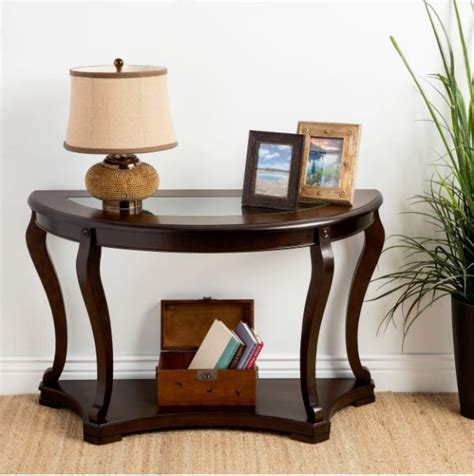 Entryway Table Console Curved Wood Accent Elegant Entry Brown Solid