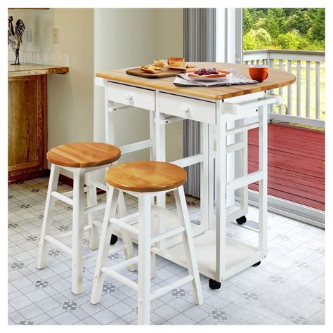 Shop for small table and chairs online at target. Breakfast Cart with Drop Leaf Table & Stool Set - White ...