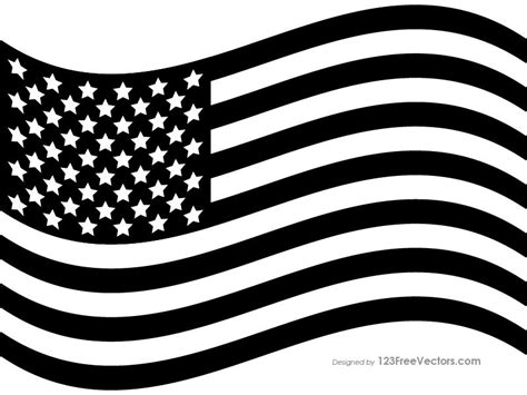 40 Unique Waving American Flag Clipart Black And White