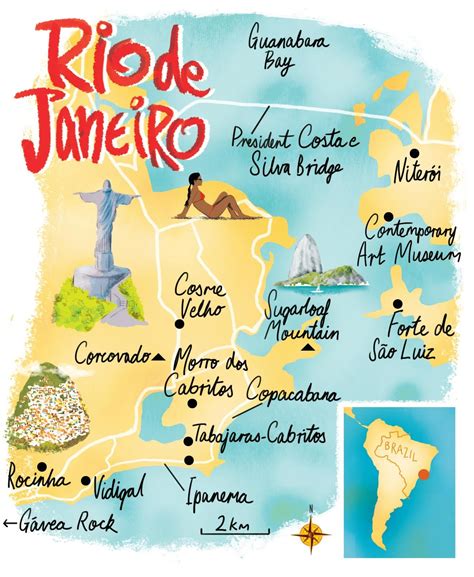 Rio Map By Scott Jessop August Issue Illustrated Map Travel Posters Brazil Travel