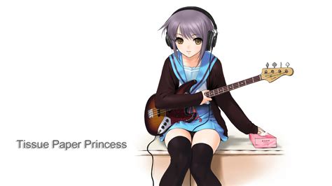Text School Uniforms Bass Guitars Nagato Yuki Brown