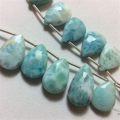 Larimar Faceted Teardrops Larimar Gemstone Beads Larimar Larimar