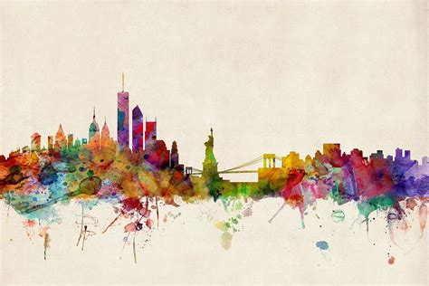 New York Skyline Digital Art By Michael Tompsett Pixels