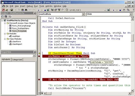 Debugging In Vba A The Code Pane F Microsoft Access Vba