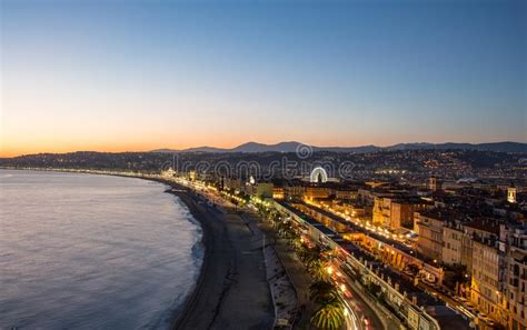 Promenade Des Anglais By Night Nice France Colors Lights Stock Photo