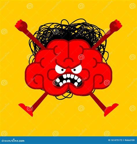 Angry Brain Bad Thoughts Evil Brains Stock Vector Illustration Of