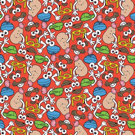Mr Potato Head Blue Tossed Parts Fabric End Of Bolt 28″ × 4445
