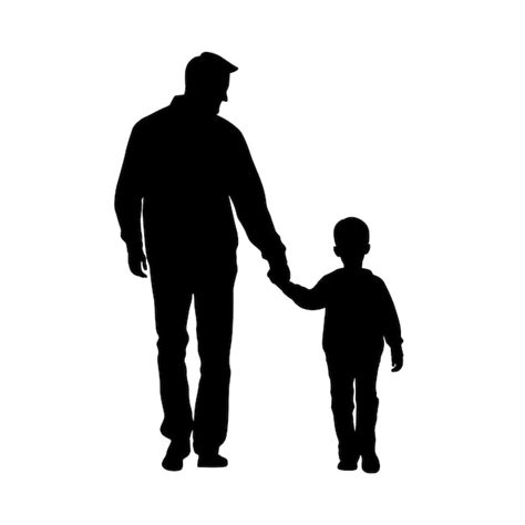 Premium Vector Father With Son Silhouette Father And Son Walking Hand