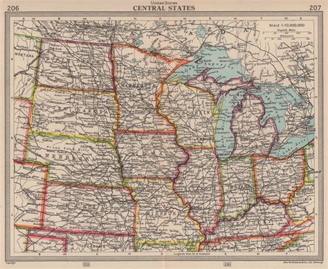 Midwestern Usa Kansas Nebraska Iowa Missouri Railroads Johnston 1906 Map