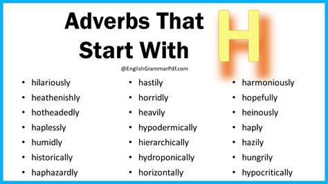 Adverbs That Start With H Download Pdf English Grammar Pdf