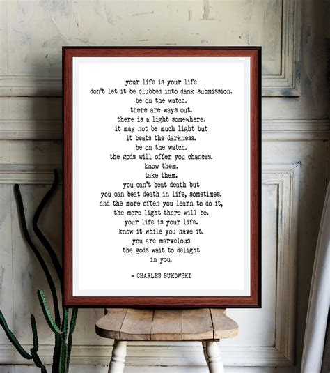 Charles Bukowski The Laughing Heart Quote Art Print Unique Etsy Uk