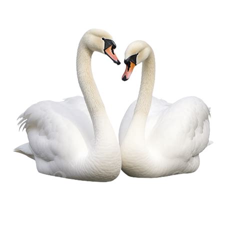 Pair Swan Bird Isolated On Transparent Background Swan Bird Animal