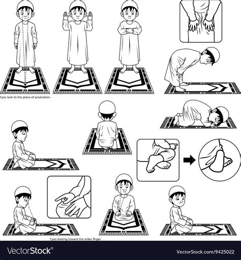 This Image Is A Complete Set Of Muslim Prayer Position Guide Step By