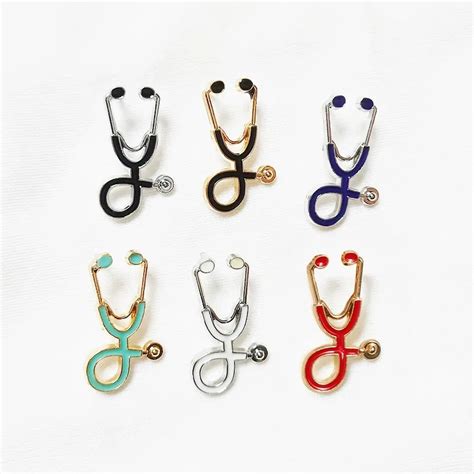 Doctors Nurses Mini Stethoscope Brooches Pins Jackets Coat Lapel Pin