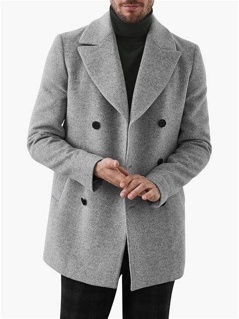 Reiss Bogart Double Breasted Overcoat Grey At John Lewis And Partners