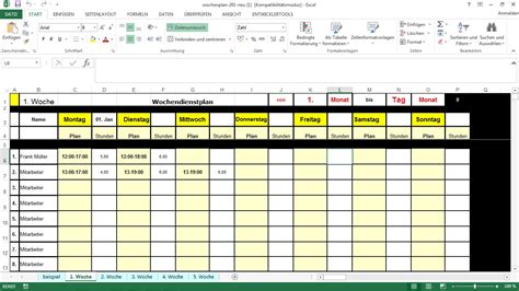 Wochendienstplan Excel Kostenlos Downloaden Dienstplan Maschinede