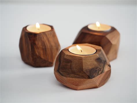 Diamond Tealight Wood Tea Light Holder Tea Light Holder Tea Lights