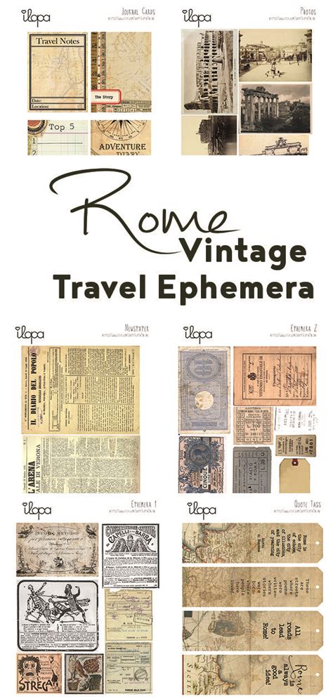 Digital Vintage Ephemera Kit Travel Rome Etsy Vintage Travel