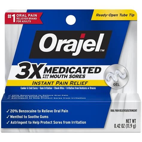 Orajel 3x Medicated For All Mouth Sores Gel 42 Oz