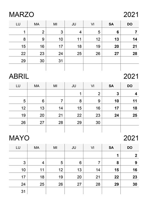 Calendario Marzo Abril Mayo 2021 Calendariossu