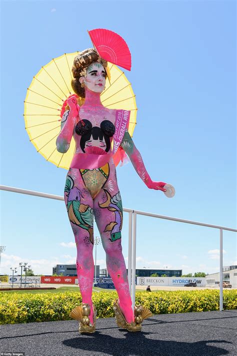 Women Wearing Nothing But Colourful Paint Bare All As They Strut The Runway At The Trots Daily