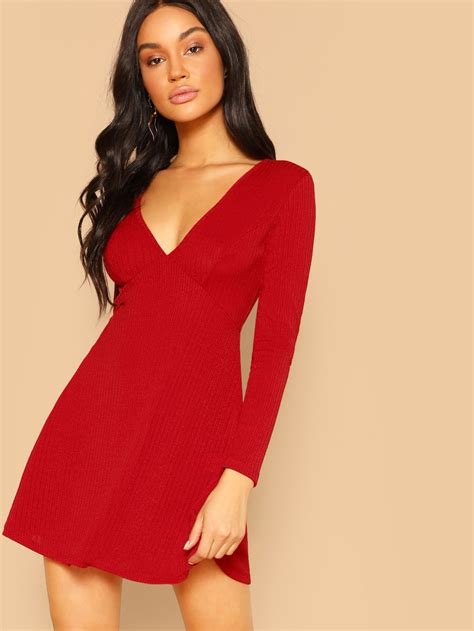 shein rib knit flare dress knit flare dress fit and flare dress flare dress