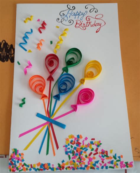 Happy Birthday Card With Quilled Balloons Designs De Papier Quilling