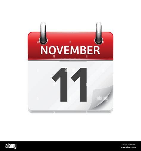November 11 Vector Flat Daily Calendar Icon Date And Time Day Month