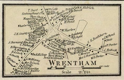 Wrentham Village Massachusetts 1858 Old Town Map Custom Print