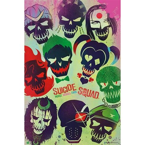 Suicide Squad Skulls Laminated Poster 24 X 36