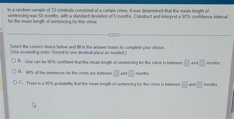 Solved In A Random Sample Of 33 Criminals Convicted Of A