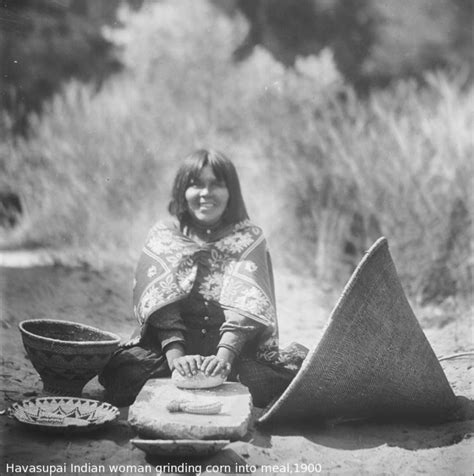 1900 Havasupai Woman Grinding Corn Native American Native American