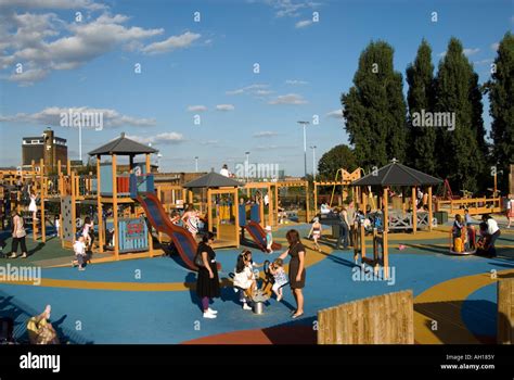 Children Playing At Playground In Hampstead Heath London England Uk