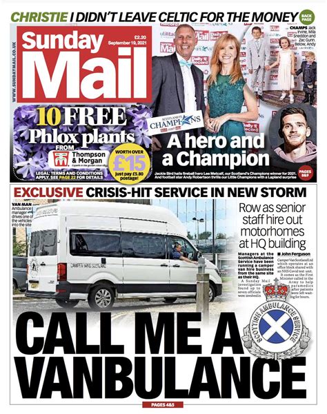 Sunday Mail Front Page 27th Of September 2020 Tomorrows Papers Today