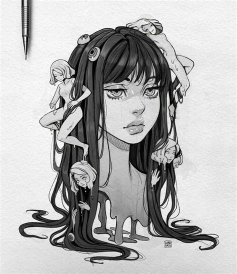 Black And White Comics Black And White Art Drawing Face Drawing Girl