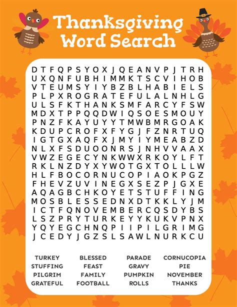 Thanksgiving Word Search Play Party Plan