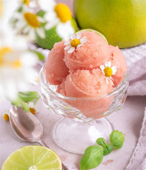 Red Pomelo Sorbet With Ginger And Basil Heinens Grocery Store