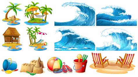 Summer Theme With Blue Waves And Islands 446847 Vector Art