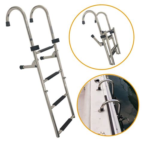 Buy Lxla Marine Boat Foldable Stainless Steel Ladders 4 Step Ladder