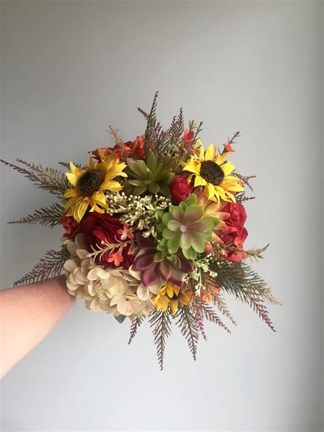 Fall Wedding Bouquet Rustic Bridal Bouquet Silk Wedding Etsy