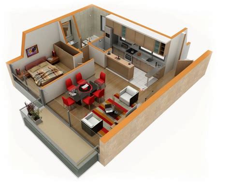 25个一居室户型装修3d布局效果图 2 设计之家