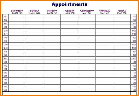 Free Printable Weekly Appointment Sheets Free Printable Printable