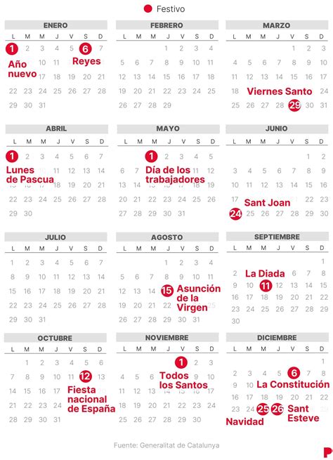 Calendario Laboral De Catalu A Con Todos Los Festivos D As