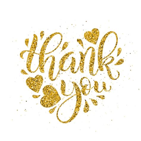 Premium Vector Thank You Golden Lettering Hand Drawn Heart Shaped