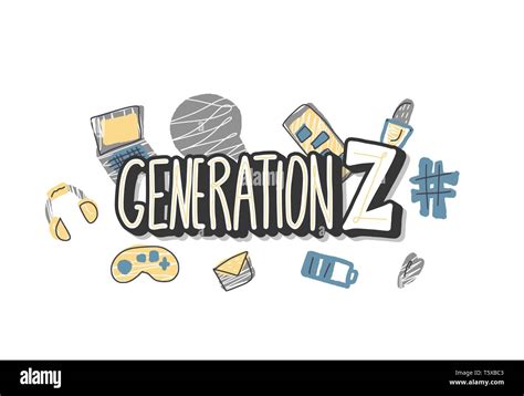 Generation Z Emblem Text With Digital Symbols Vector Concept