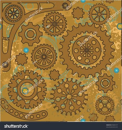 Steampunk Seamless Pattern Stock Vector Illustration 95805157